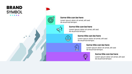 Infographic template. Mountain with 5 steps and icons