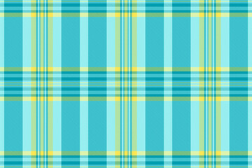 Vibrant turquoise and yellow plaid pattern. Perfect for textile design, website backgrounds, or cheerful branding.  This seamless texture evokes feelings of summer, freshness, and optimism.