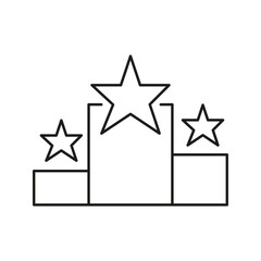 Podium With Stars Line Icon. Achievement, Success, And Recognition Outline Symbol. Award Ceremony, Competition Victory, And Excellence Representation. Editable Stroke. Isolated Vector Illustration