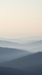 Obraz premium Mountain Range Silhouette in Fog