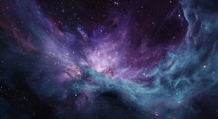 Fototapeta premium Stunning cosmic nebula with vibrant purple and blue hues in deep space