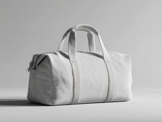 Stylish gray duffel bag mockup against a clean background for travel needs