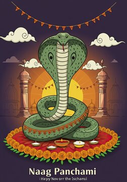 Naag Panchami Illustration: Honoring the Serpent Deities with Devotion and Art