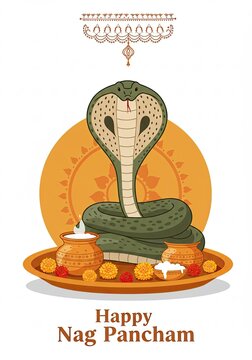 Naag Panchami Illustration: Honoring the Serpent Deities with Devotion and Art