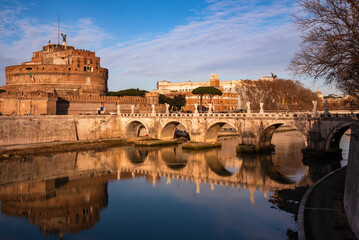 Castel Sant'Angelo and a bridge in Rome, Italy