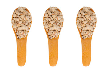 Chickpeas source of natural protein, vitamins and minerals. Healthy diet food on wooden spoon. transparent background.