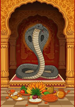 Naag Panchami Illustration: Honoring the Serpent Deities with Devotion and Art