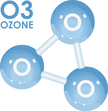 Mol&eacute;cule d'ozone sur fond blanc	