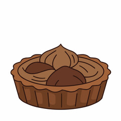 Simple illustration of a light brown chestnut with dark brown outline on white