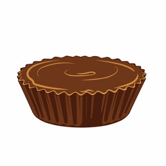 Delicious illustration of chocolate swirl inside peanut butter cup on white background