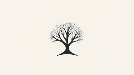 Obraz premium Bare Tree Silhouette, Simple Design, Minimalist Illustration, Stock Photo