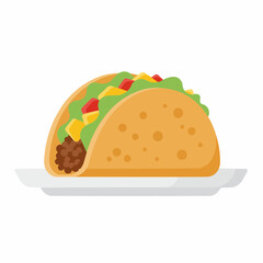 Delicious taco icon, contains filling of lettuce, tomato, cheese, and tasty shell