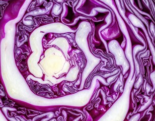 Obraz premium Close Up Spiral Section Of Red Cabbage
