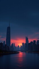 Obraz premium Cityscape at Sunset over Water