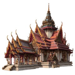 Fototapeta premium Detailed Illustration of a Traditional Thai Temple, Exquisite Architectural Design.