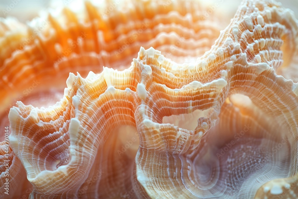 Poster Close-up of a seashell's intricate, layered texture, showcasing its delicate and complex structure.