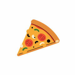 Cheesy slice of pizza with toppings