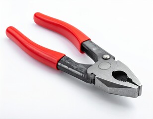 Close Up View Of Red Handles Dark Gray Pliers