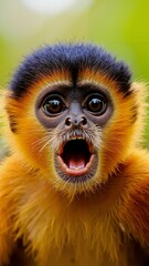 Obraz premium A close up of a monkey with its mouth open showing its teeth