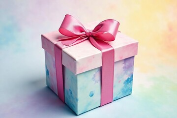 Obraz premium Subtle watercolor gift box pattern, pastel rainbow, sweet, floral