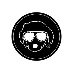 dog with sunglasses sticker - hand-drawn animal doodle style 