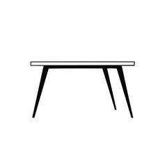Minimalist illustration featuring a small, two-legged table against a white backdrop