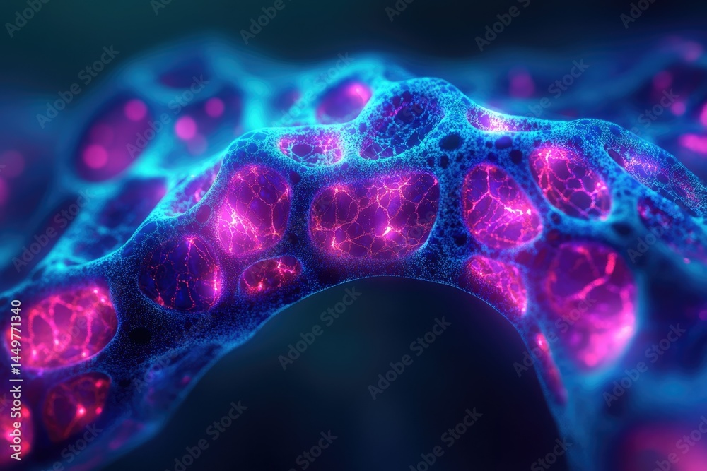 Poster Abstract representation of a complex network structure with glowing nodes and interconnected pathways.