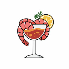 Prawns, lemon slice, herb, & dip for a delicious sea-food themed meal