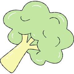 Adorable Hand-Drawn Broccoli Cartoon,Farmers Market Illustration