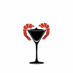 Shrimps and sauce inside bowl in a simple, flat, cartoon graphic style on a white background