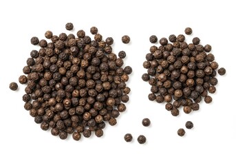 Black Peppercorns Spice Aromatic Food Ingredient Two Piles Life Brown White Macro Still Flavor