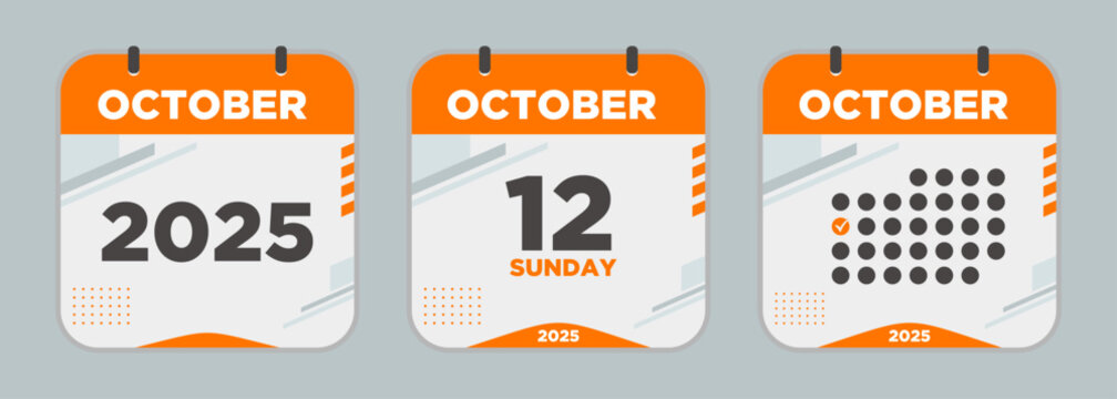 Calendar design vector. October. 2025 12 day. The concept of waiting for an important date. Day calendar with date October 12. Cheklist day calendar. Vector illustration.