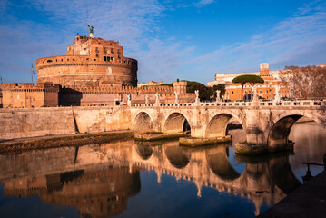 Castel Sant'Angelo and a bridge in Rome, Italy