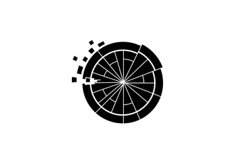 Obraz premium Abstract Circular Design Broken Circle with Pixelated Fragments