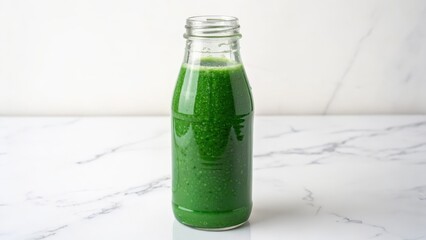 Green Juice in Glass Bottle