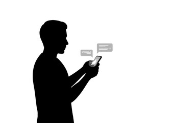 Silhouette of a Person Using Smartphone for Messaging