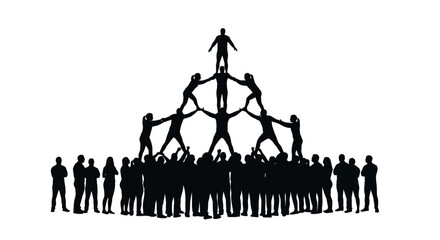 Human Pyramid Silhouette Teamwork, Unity, and Collaboration