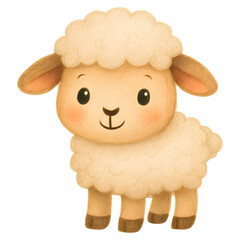 Cute cartoon sheep with fluffy wool and friendly expression, perfect for children illustrations