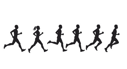 Silhouettes of Runners Dynamic Running Poses Illustration