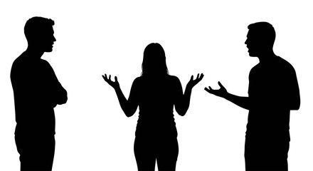 Silhouette of Woman Caught in Argument Between Two Men
