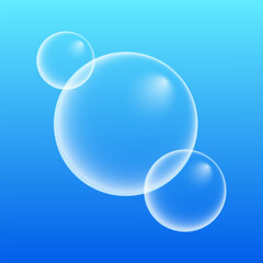 Set of colorful soap bubbles for design creation. Isolated, transparent, realistic soap bubbles on transparent background.