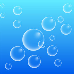 Set of colorful soap bubbles for design creation. Isolated, transparent, realistic soap bubbles on transparent background.