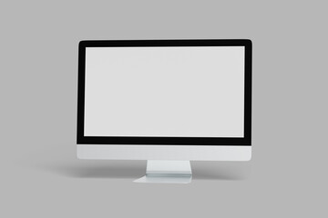 Blank desktop computer with gray background