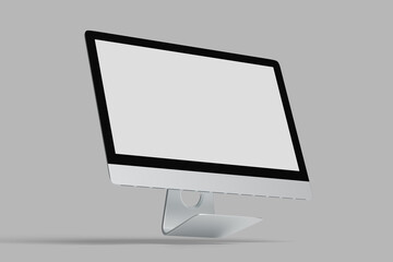 Blank desktop computer with gray background