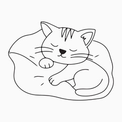 Black outline cat animal isolated on white background.kids education, coloring book