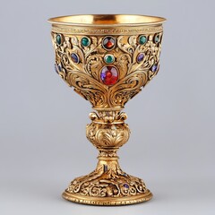 Ornate Gold Chalice Cup with Gemstone Inlays