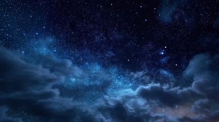 Fototapeta premium A breathtaking night sky filled with countless stars twinkling above a sea of dark clouds. Serene and magical.