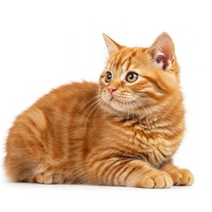Obraz premium crouching cat white background, cat is crouching white background, orange cat is crouching, crouching orange cat white background, orange cat is crouching white background, tabby cat is crouching