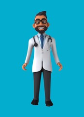 Fun 3D cartoon doctor walking