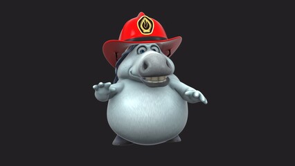 Fun 3D cartoon firefighter horse